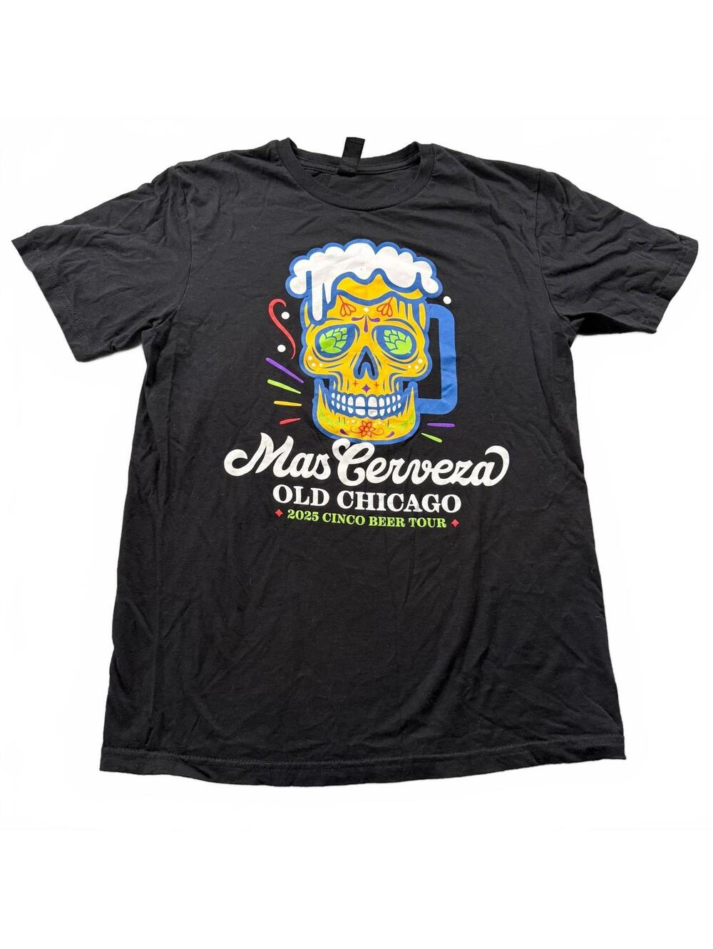Old Chicago 2025 Cinco Beer Tour "Mas Cerveza" Sugar Skull Tee